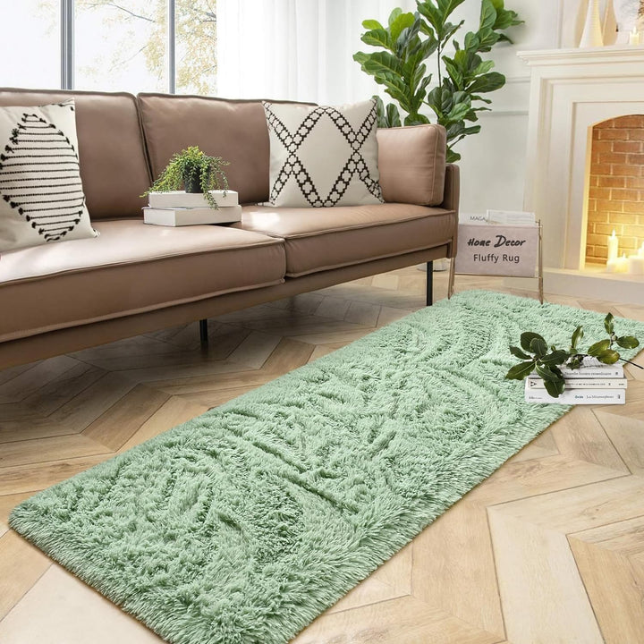 Super Soft Shaggy Rugs Fluffy Carpets, 4x6 ft, Green Area Rug for Living Room Bedroom Girls Kids Room Nursery Home Decor, Non-Slip Plush Indoor Floor Bedside Rug, 4x6 Feet Green