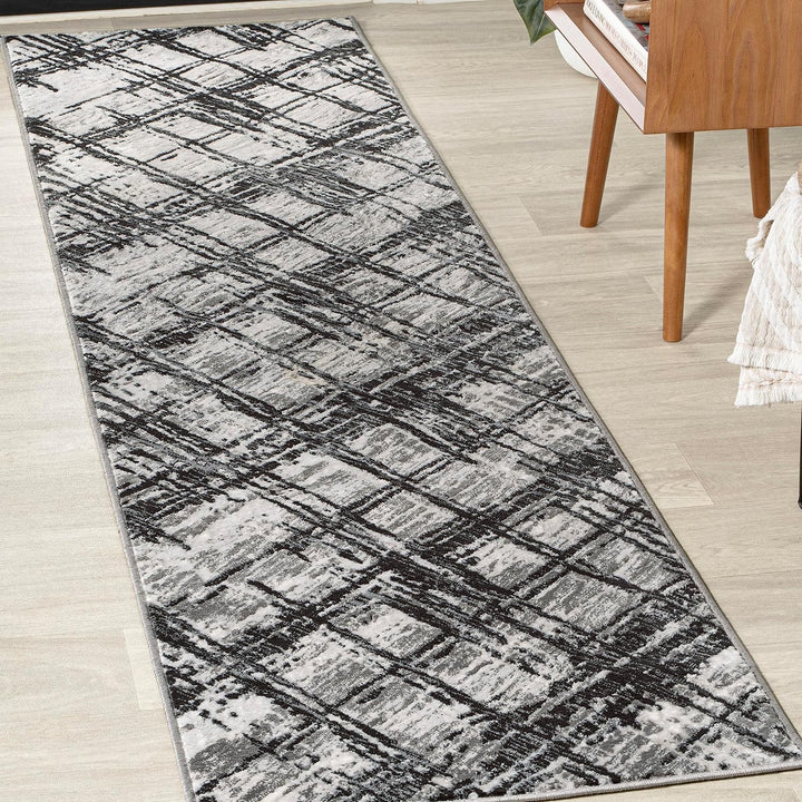 SOR201C-5 Slant Modern Abstract Indoor Area Rug, Transitional, Contemporary, Solid & Striped, Bedroom, Kitchen, Living Room, Easy-Cleaning, Non-Shedding, 5 X 8, Beige/Gray