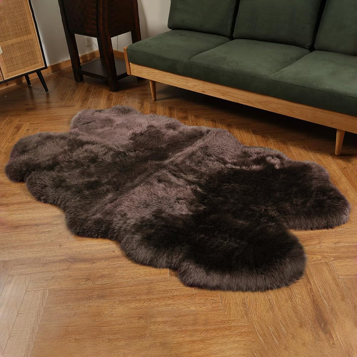 Genuine Sheepskin Area Rug Wool Rug Fur Carpet Fluffy Shaggy Fur Rug for Living Room Kids Bedroom Real Sheepskin Throw Lambskin Rugs Sofa Mat Chair Seat Covers (Tan, 2 x 6 ft Sheepskin)