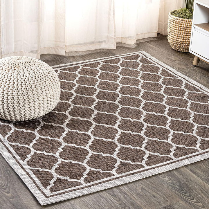 Trebol Moroccan Trellis Textured Weave Indoor Outdoor Area Rug, Modern, Bohemian, LivingRoom, Backyard