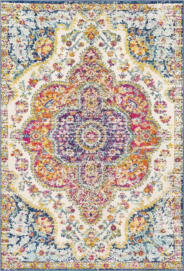 Romaine Vintage Medallion Area Rug, 5'3" x 7'6", Orange