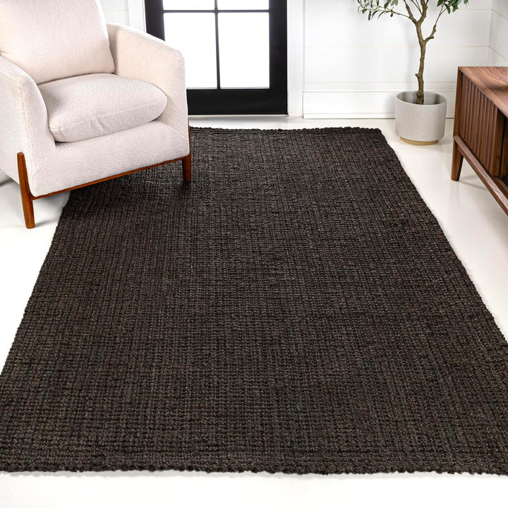 NRF102A-3 Pata Hand Woven Chunky Jute Indoor Area -rug Bohemian Farmhouse Easy -cleaning Bedroom Kitchen Living Room Non Shedding, 3 ft x 5 ft, Natural Color