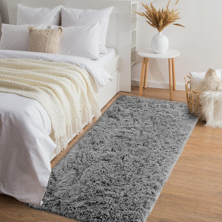 Soft Shag Area Rug for Bedroom, 5x8 Feet Fluffy Shaggy Carpet for Living Room Nursery Playroom Baby Kids Girls Room Classroom, Fuzzy Plush Rug Room Decor, Tie-Dyed Dark Grey