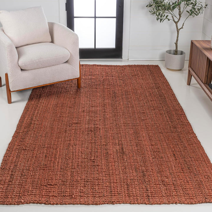 NRF102A-3 Pata Hand Woven Chunky Jute Indoor Area -rug Bohemian Farmhouse Easy -cleaning Bedroom Kitchen Living Room Non Shedding, 3 ft x 5 ft, Natural Color