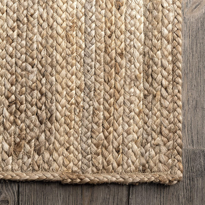 Rigo Jute Hand Woven Area Rug, Natural, Solid Farmhouse Design, Natural Fiber, For Bedroom, Living Room, Dining Room, Hallway, Office, Kitchen, Entryway