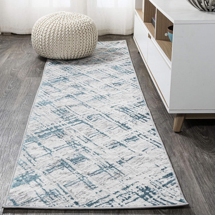 SOR201C-5 Slant Modern Abstract Indoor Area Rug, Transitional, Contemporary, Solid & Striped, Bedroom, Kitchen, Living Room, Easy-Cleaning, Non-Shedding, 5 X 8, Beige/Gray