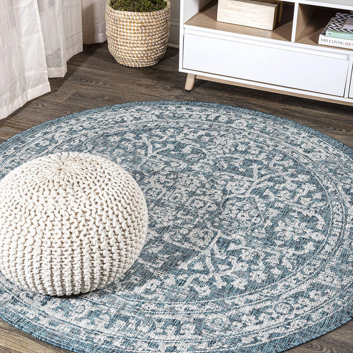 Malta Bohemian Medallion Textured Weave Indoor Outdoor Area Rug, Coastal, Traditional, Transitional Easy Cleaning, Bedroom, Kitchen, Backyard, Patio, Non Shedding