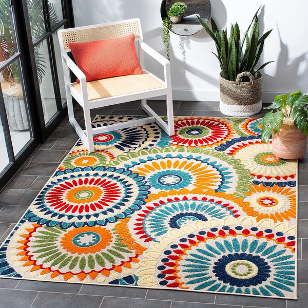 Cabana Collection Area Rug, Boho Medallion Design, Non-Shedding & Easy Care, Indoor/Outdoor & Washable-Ideal for Patio, Backyard, Mudroom