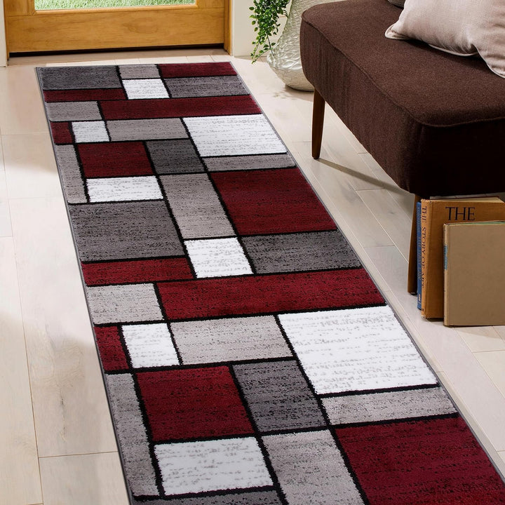 Contemporary Modern Boxes for Home Office, Living Room, Bedroom, Kitchen Non Shedding Area Rug