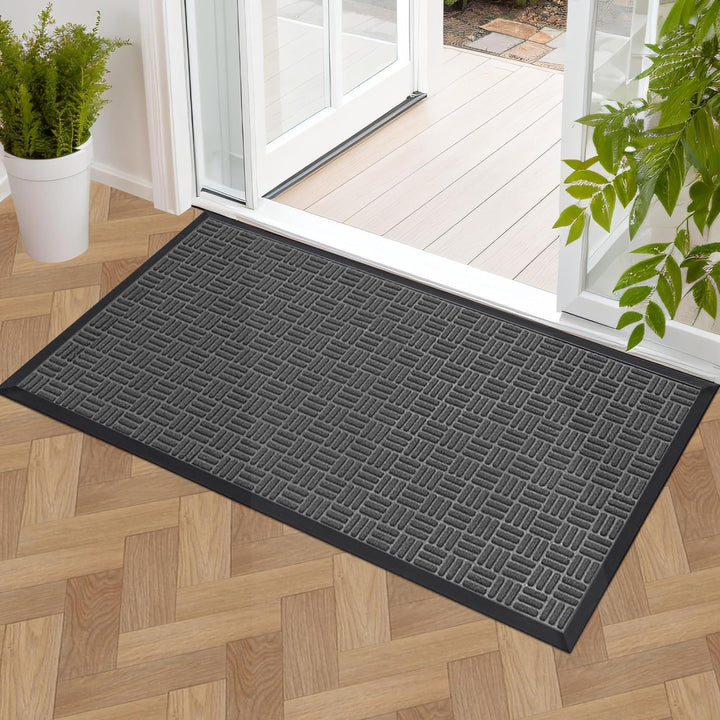 Front Door Mat, Heavy Duty Durable Welcome Mat for Outdoor Indoor, Dirt Trapper Waterproof Super Absorbent Door Mat for Entryway, Outside, Patio, Porch