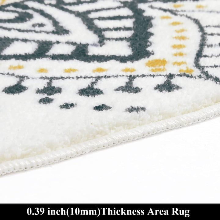 Boho Round Rugs, Washable Non Slip Round Area Rug Throw Soft Cute Round Nursery Rug Soft Fluffy Bathroom Rug Circle Rug for Bedroom Dorm Kids Room Nursery