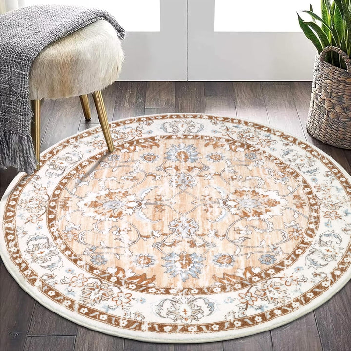 Boho Round Rugs, Washable Non Slip Round Area Rug Throw Soft Cute Round Nursery Rug Soft Fluffy Bathroom Rug Circle Rug for Bedroom Dorm Kids Room Nursery