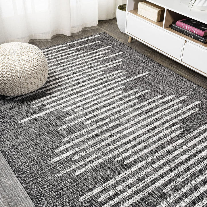 Zolak Berber Stripe Geometric Indoor Outdoor Area-Rug, Bohemian Contemporary Design, Easy-Cleaning, Bedroom, Kitchen, Backyard, Patio, Non Shedding