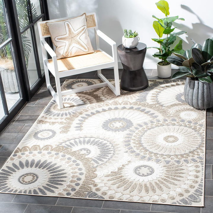 Cabana Collection Area Rug, Boho Medallion Design, Non-Shedding & Easy Care, Indoor/Outdoor & Washable-Ideal for Patio, Backyard, Mudroom