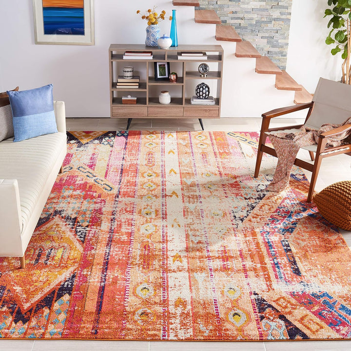 Monaco Collection Area Rug - Boho Chic Tribal Distressed Design, Non-Shedding & Easy Care, Ideal for High Traffic Areas in Living Room, Bedroom