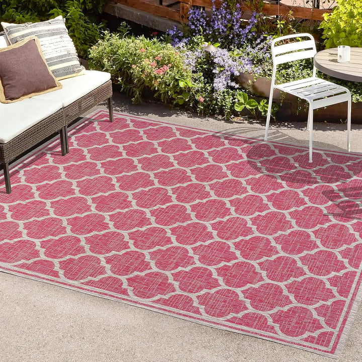 Trebol Moroccan Trellis Textured Weave Indoor Outdoor Area Rug, Modern, Bohemian, LivingRoom, Backyard