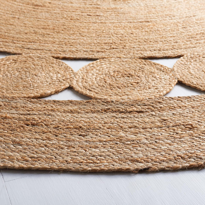 Natural Fiber Collection Area Rug - 6' Round, Natural, Handmade Boho Charm Farmhouse Jute, Ideal for High Traffic Areas in Living Room, Bedroom (NF364A)