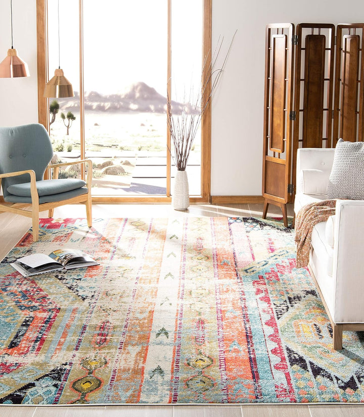 Monaco Collection Area Rug - Boho Chic Tribal Distressed Design, Non-Shedding & Easy Care, Ideal for High Traffic Areas in Living Room, Bedroom