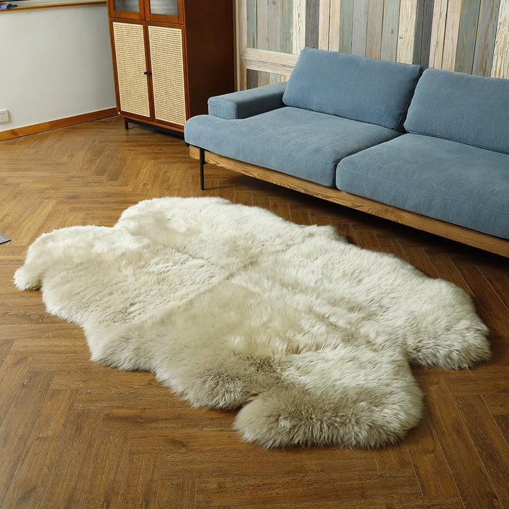 Genuine Sheepskin Area Rug Wool Rug Fur Carpet Fluffy Shaggy Fur Rug for Living Room Kids Bedroom Real Sheepskin Throw Lambskin Rugs Sofa Mat Chair Seat Covers (Tan, 2 x 6 ft Sheepskin)