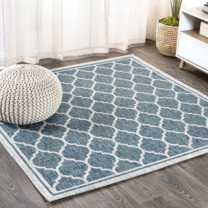 Trebol Moroccan Trellis Textured Weave Indoor Outdoor Area Rug, Modern, Bohemian, LivingRoom, Backyard