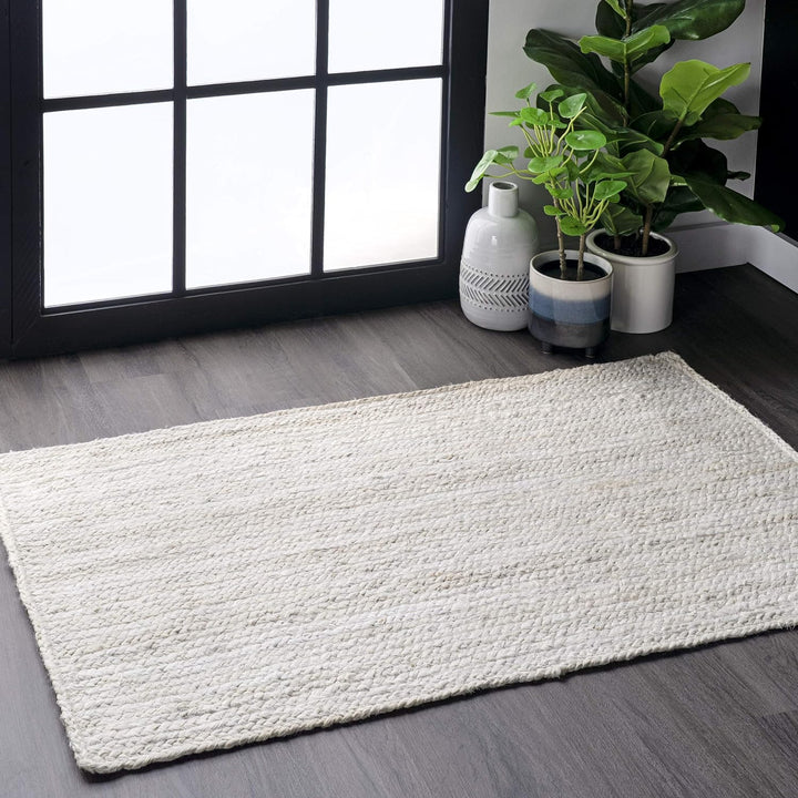 Rigo Jute Hand Woven Area Rug, Natural, Solid Farmhouse Design, Natural Fiber, For Bedroom, Living Room, Dining Room, Hallway, Office, Kitchen, Entryway