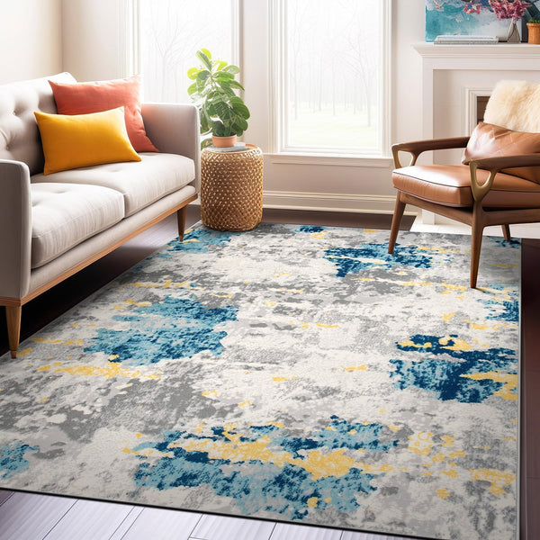 Sky Collection Transitional Abstract Area Rug 5' x 7' Cream