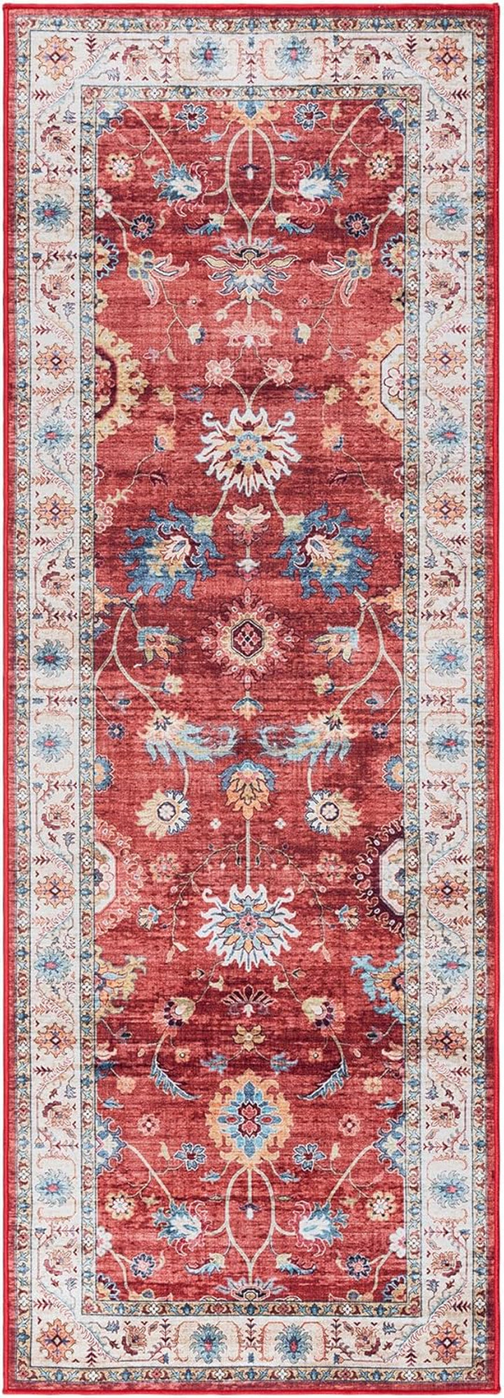 Printed Indoor Boho Area Rug - Non Slip, Ultra Thin, Super Strong, Printed Rug - Home Décor for Entryway, Bedroom, Living Room - 6x9 Medium, Cullen Red, 28939