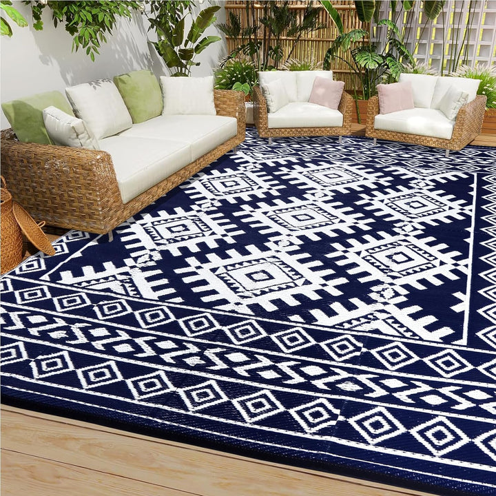 Outdoor Rugs for Patio Clearance, Waterproof Reversible Indoor Outdoor Rug Carpet, Portable Plastic Straw Rug for RV Camping, Picnic, Beach, Porch, Deck