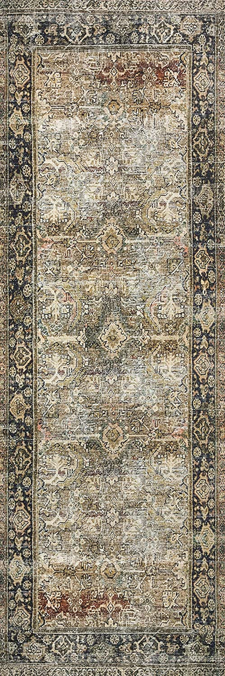 Loloi LAYLA Collection, LAY-03, Olive/Charcoal, 9'-0" x 12'-0", 13" Thick, Area Rug, Soft, Durable, Vintage Inspired, Distressed, Low Pile, Non-Shedding, Easy Clean, Printed, Living Room Rug