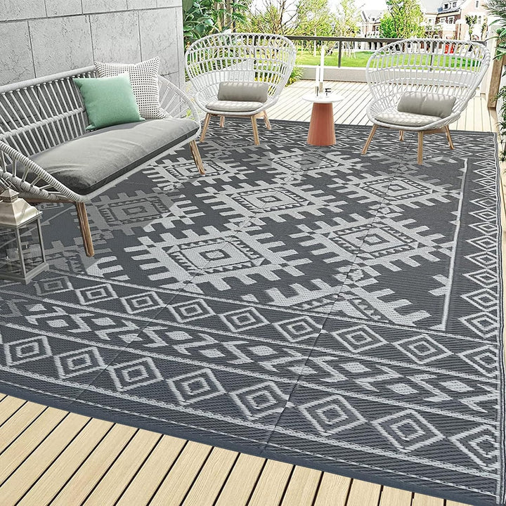 Outdoor Rugs for Patio Clearance, Waterproof Reversible Indoor Outdoor Rug Carpet, Portable Plastic Straw Rug for RV Camping, Picnic, Beach, Porch, Deck