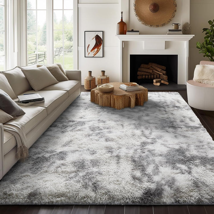 Machine Washable 6x9 Rugs for Living Room,Grey Fluffy Carpet Large Fuzzy Plush Shag Comfy Soft, Non-Slip Indoor Floor Carpet,for Kids Boys Girls, Room,Bedroom,Playroom, Home Decor Aesthetic