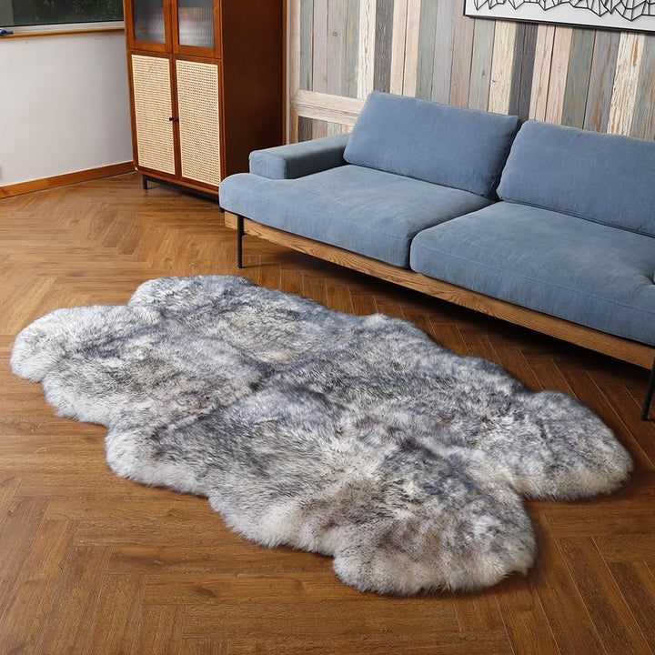 Genuine Sheepskin Area Rug Wool Rug Fur Carpet Fluffy Shaggy Fur Rug for Living Room Kids Bedroom Real Sheepskin Throw Lambskin Rugs Sofa Mat Chair Seat Covers (Tan, 2 x 6 ft Sheepskin)