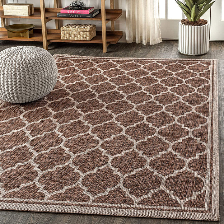 Trebol Moroccan Trellis Textured Weave Indoor Outdoor Area Rug, Modern, Bohemian, LivingRoom, Backyard