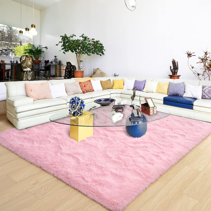 Ultra Soft Pink Rugs for Bedroom 4x6 Feet, Fluffy Shag Area Rugs for Living Room, Large Comfy Furry Rug for Girls Kids Baby Room Decor, Non Slip Nursery Modern Indoor Fuzzy Floor Carpet