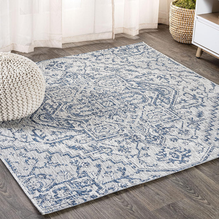 Estrella Bohemian Medallion Textured Weave Indoor/Outdoor Area-Rug, Coastal, Easy-Cleaning, HighTraffic, LivingRoom, Backyard, Non Shedding