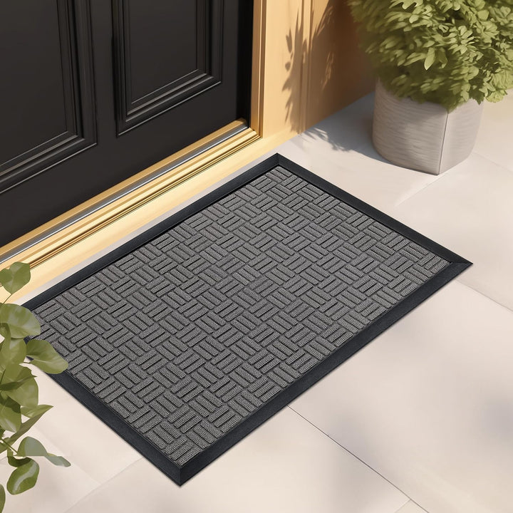 Front Door Mat, Heavy Duty Durable Welcome Mat for Outdoor Indoor, Dirt Trapper Waterproof Super Absorbent Door Mat for Entryway, Outside, Patio, Porch