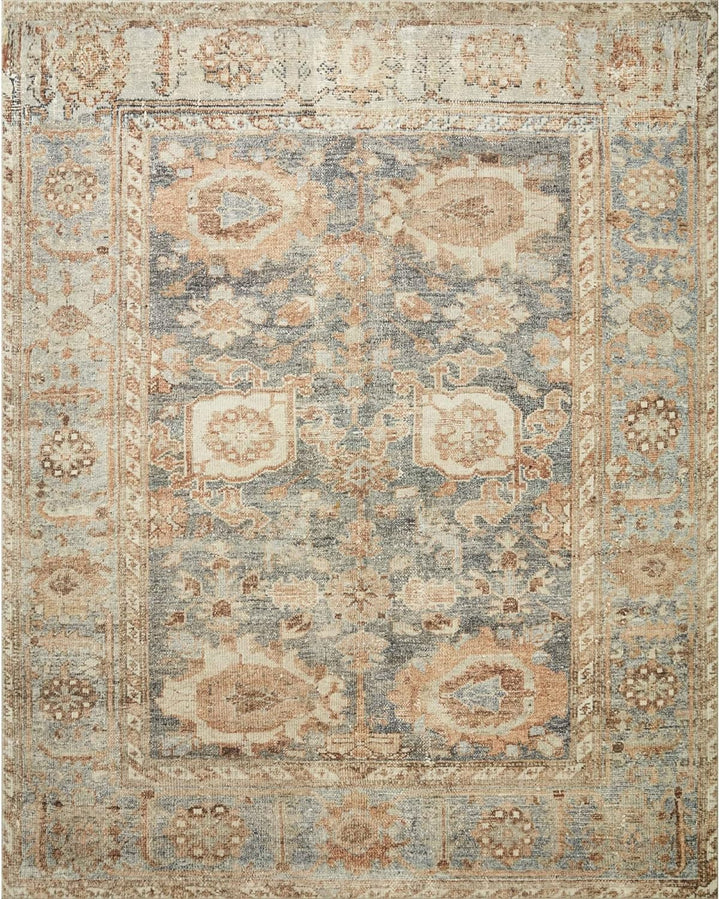 Margot Collection MAT-02 Terracotta / Lagoon 5'-0" x 7'-6", .38" Thick, Area Rug, feat.CloudPile, Soft, Durable, Printed, Medallion, Low Pile, Non-Shedding, Easy Clean, Living Room Rug