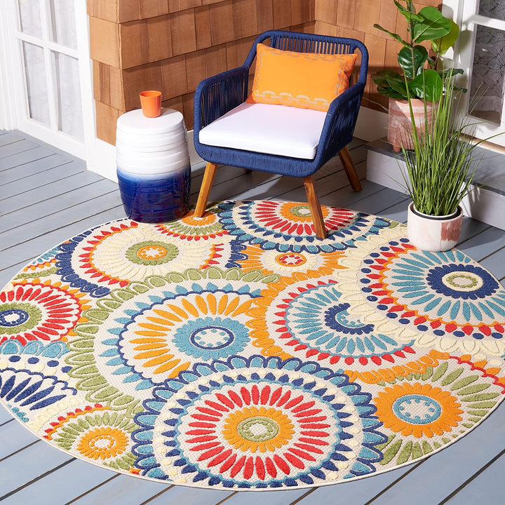 Cabana Collection Area Rug, Boho Medallion Design, Non-Shedding & Easy Care, Indoor/Outdoor & Washable-Ideal for Patio, Backyard, Mudroom