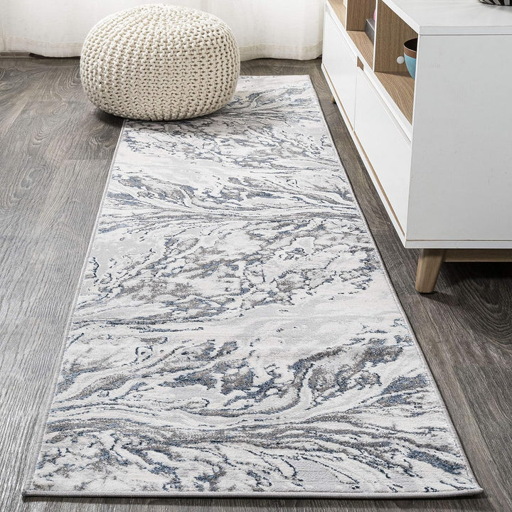 SOR203E-5 Swirl Marbled Abstract Indoor Area-Rug, Casual, Contemporary, Transitional Easy-Cleaning,Bedroom,Kitchen,Living Room,Non Shedding, Black/Ivory, 5 X 8