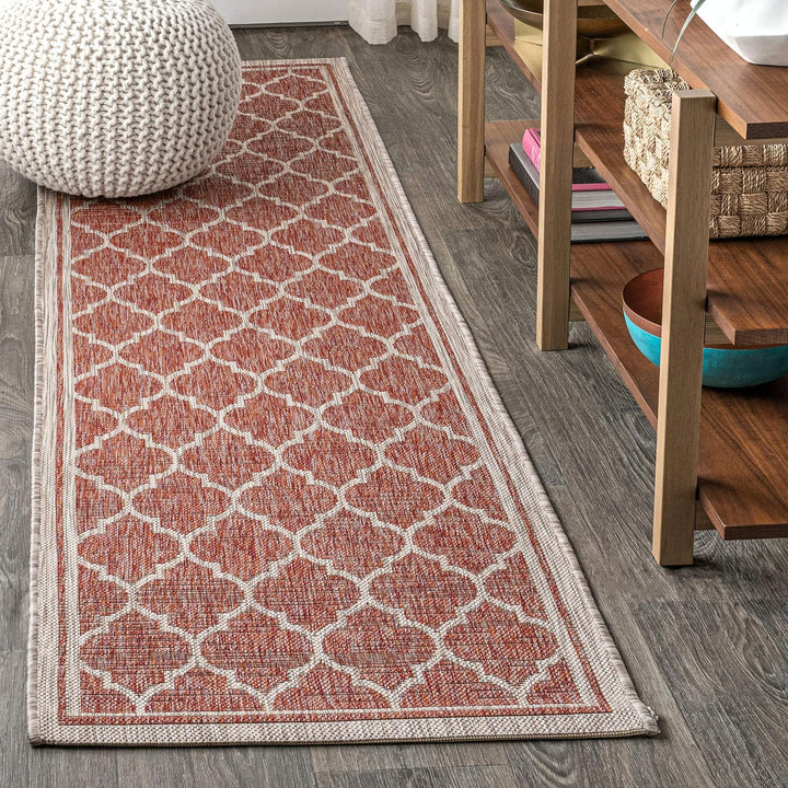 Trebol Moroccan Trellis Textured Weave Indoor Outdoor Area Rug, Modern, Bohemian, LivingRoom, Backyard