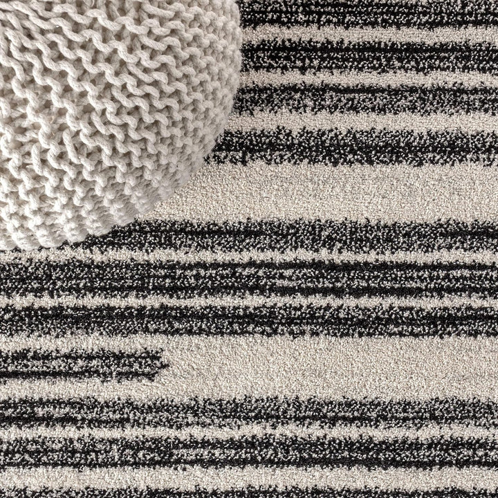 Khalil Modern Berber Stripe Indoor Farmhouse Area Rug, Bohemian Minimalistic Striped Easy, Cleaning Bedroom Kitchen Living Room Non Shedding