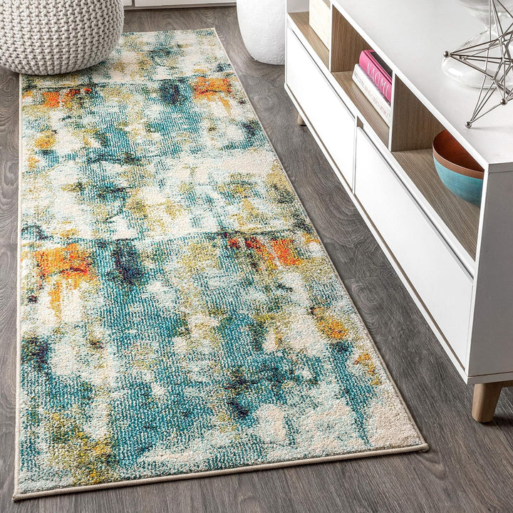 Contemporary POP Modern Abstract Area-Rug, Bohemian, Easy-Cleaning, for Bedroom, Kitchen, Living Room, Non Shedding