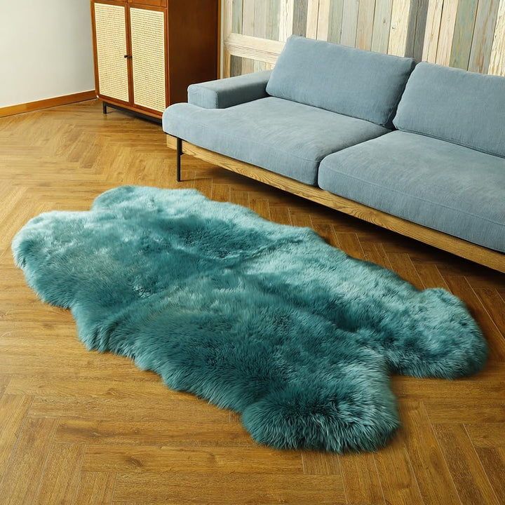 Genuine Sheepskin Area Rug Wool Rug Fur Carpet Fluffy Shaggy Fur Rug for Living Room Kids Bedroom Real Sheepskin Throw Lambskin Rugs Sofa Mat Chair Seat Covers (Tan, 2 x 6 ft Sheepskin)