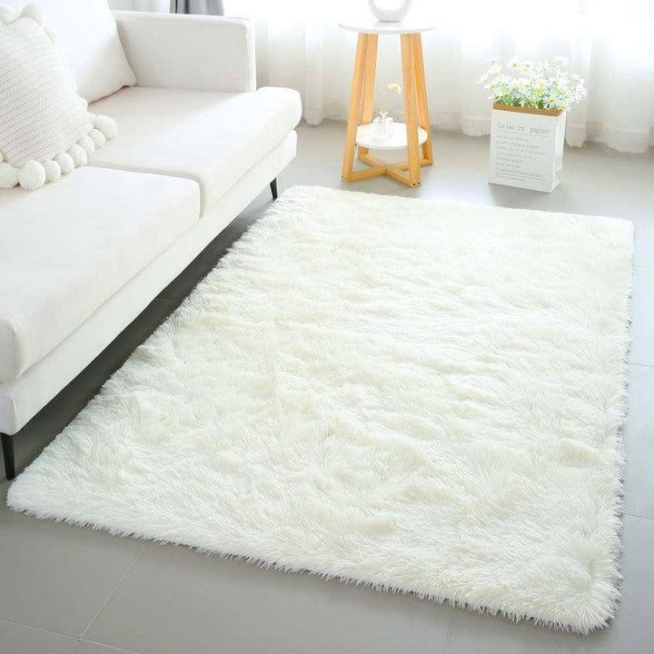 6x9 Area Rugs for Living Room, Machine Washable Shag Soft Shaggy Fluffy Rug, Non-Slip Indoor Floor Carpet for Bedroom, Kids Baby Boys Teen Dorm Home Decor Aesthetic, Silver&Grey