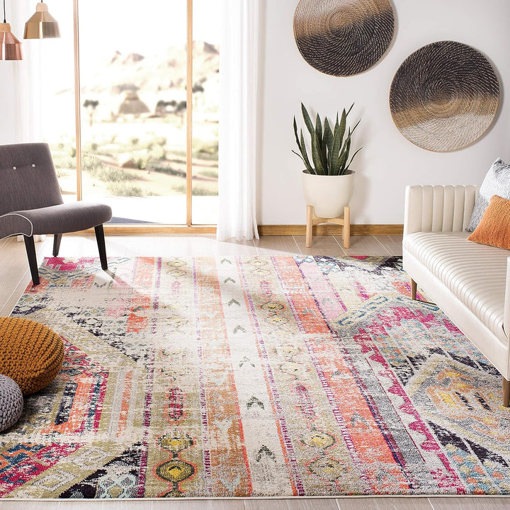 Monaco Collection Area Rug - Boho Chic Tribal Distressed Design, Non-Shedding & Easy Care, Ideal for High Traffic Areas in Living Room, Bedroom