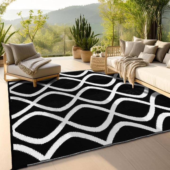 Outdoor Rug, Waterproof Reversible Mat Indoor-Outdoor Rugs Carpet, Small Area Rug, Plastic Straw Rug for Patio, Deck, Balcony, Pool, RV Camping, Beach, Picnic