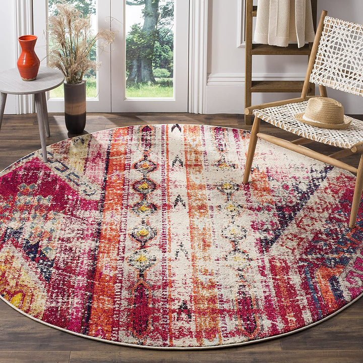 Monaco Collection Area Rug - Boho Chic Tribal Distressed Design, Non-Shedding & Easy Care, Ideal for High Traffic Areas in Living Room, Bedroom