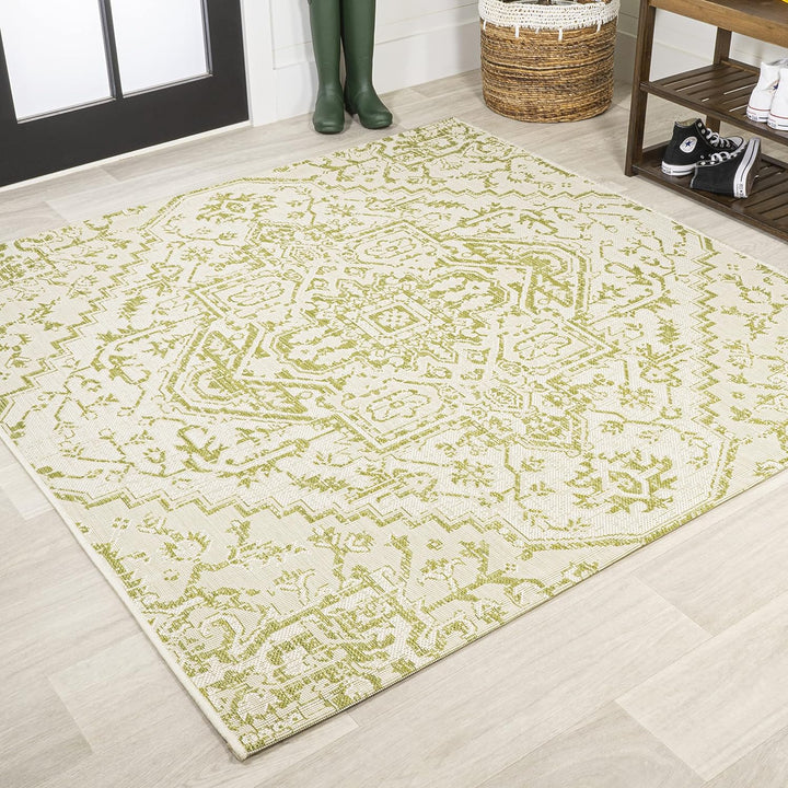 Estrella Bohemian Medallion Textured Weave Indoor/Outdoor Area-Rug, Coastal, Easy-Cleaning, HighTraffic, LivingRoom, Backyard, Non Shedding