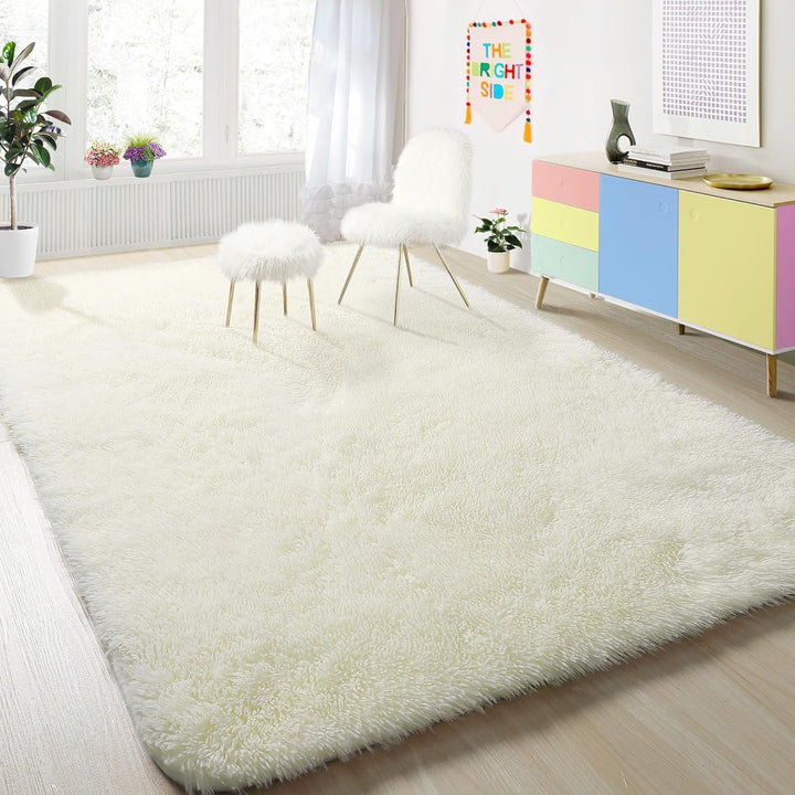 Pink Rugs for Girls Bedroom 4x6 Ft Fluffy Cute Girls Room Decor Aesthetic Area Rug Kawaii Baby Nursery Rug Plush Playroom Rug Shag Teen Girls Rug Thick Fur Dorm Rug Living Room Carpet