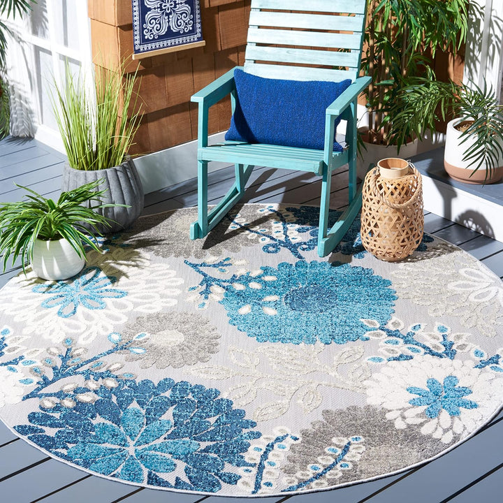 Cabana Collection Area Rug - 5'3" x 7'6", Creme & Red, Floral Design, Non-Shedding & Easy Care, Indoor/Outdoor & Washable-Ideal for Patio, Backyard, Mudroom (CBN832A)